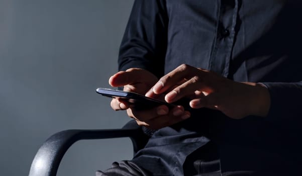 Connecting and communicating people through the network of the Internet, Business man with smartphone mobile, Networking people concept, People's work and transactions occur online and on the internet.