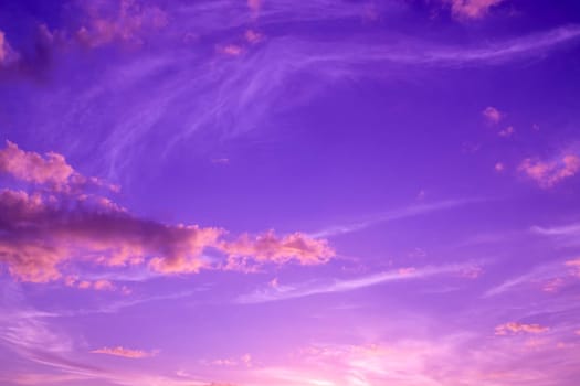 Abstract and pattern of cloud sky, Velvet violet, Velvet Purple, Trend color of the year background, Pattern of colorful cloud and sky sunset or sunrise: Dramatic sunset in twilight, Beautyful of sky