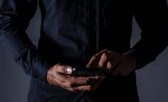 Connecting and communicating people through the network of the Internet, Business man with smartphone mobile, Networking people concept, People's work and transactions occur online and on the internet.