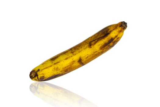 Rotten banana isolated on white background, Clipping path