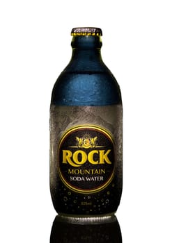 PHUKET, THAILAND - SEP 26, 2023: Soda Water Rock Mountain, Fizzy soft drink that is popular all, Isolated on white background