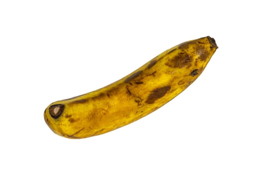 Rotten banana isolated on white background, Clipping path