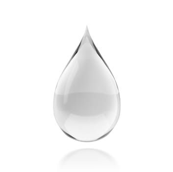 Sparkling clear water drops on a white background