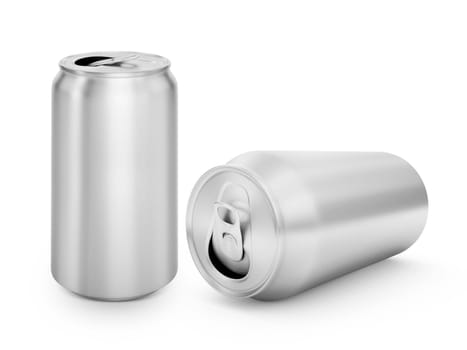 Open can of beverage isolated on white