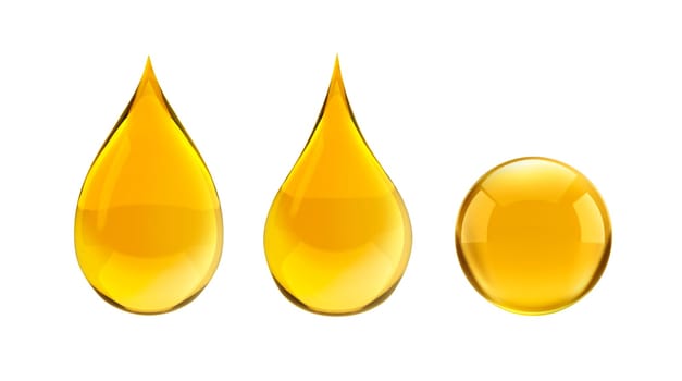 Oil drops isolated on white background