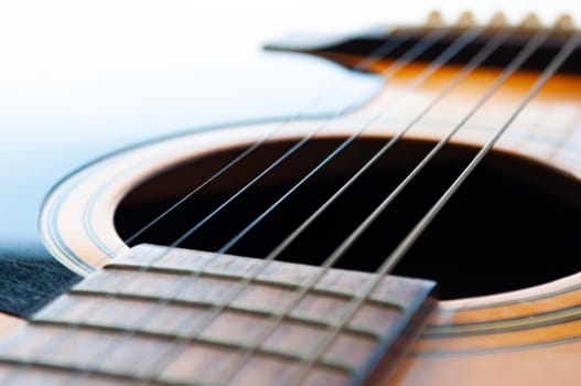 Close up of Guitar with nature background. Customizable space for text or ideas. Copy space.