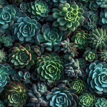 various succulent plants, seamless tile, AI generated
