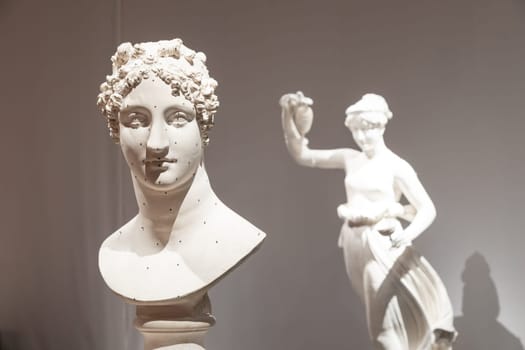 Bassano del Grappa, Italy - December 2022: art museum interior with famous ancient sculpture by Antonio Canova