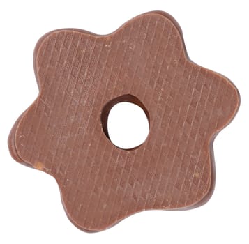 Chocolate gingerbread cookies in star shape on white isolated background, top view