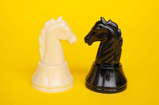 Selective view of chess pawn moving toward for battle. Strategy and tactic concept.