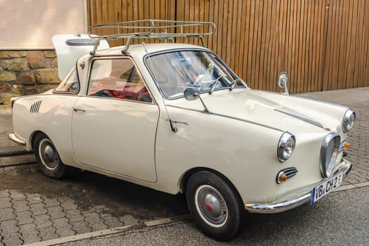 WETTENBERG, HESSE, GERMANY - 07 - 28 - 2023: GOGGOMOBIL Retro Vehicle on a traditional Car Show in Krofdorf-Gleiberg, near Giessen, Hesse.