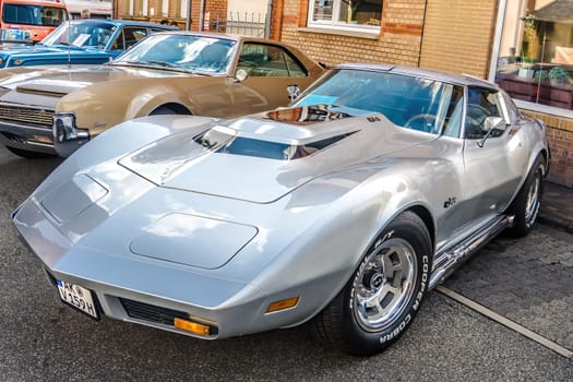 WETTENBERG, HESSE, GERMANY - 07 - 28 - 2023: CHEVROLET CORVETTE STINGRAY on a traditional Car Show Golden Oldies in Krofdorf-Gleiberg, near Giessen, Hesse.
