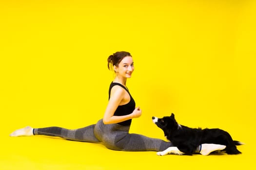Friendship between people and animals, a studio shot, love, tender, warm feeling and emotion