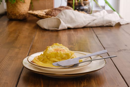 Portion of fried sweet apple pancakes on a plate