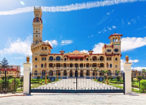 Montaza Palace entrance, beautiful royal architecture of Alexandria, Egypt.
