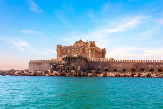 Citadel of Qaitbay, famous medieval fort built on the place of Lighthouse of Alexandria, Egypt.