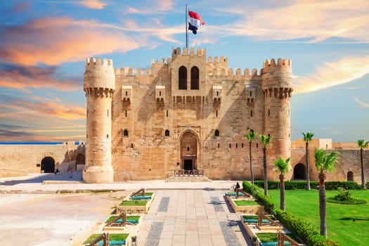 Qaitbay Citadel of Alexandria, exclusive main view of the famous fort of Egypt.