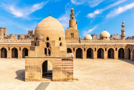 The Mosque of Ibn Tulun, view of ablution fountain, Cairo, Egypt.