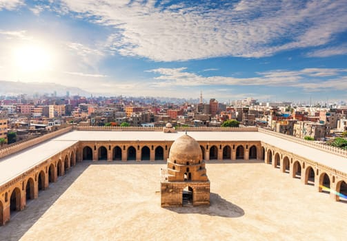 Ablution fountain of the Ibn Tulun Mosque, famous place of visit in Cairo, Egypt.