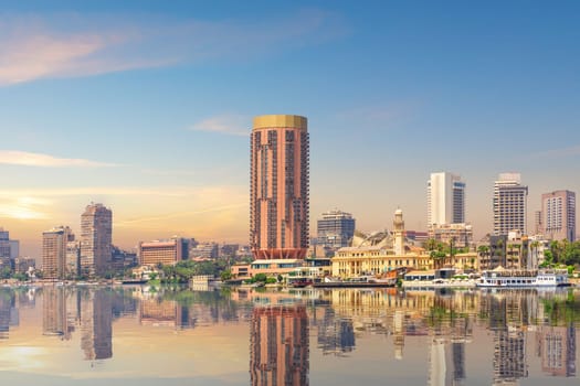 Beautiful view of Gezira island in the Nile, central Cairo, Egypt.