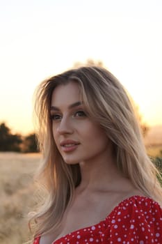 Beautiful sexy attractive girl enlightened by sunset.