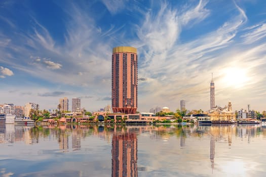 Gezira Island in the Nile, luxury towers of central Cairo, Egypt.
