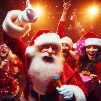 happy santa claus is partying hard in this club generative ai