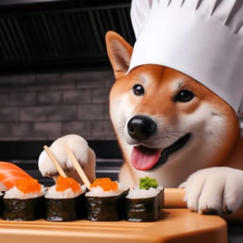 master sushi chef shiba inu dog has prepared this dish for you generative ai