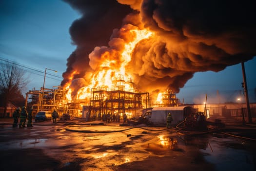 fire at an oil refinery. explosion ,Generative AI