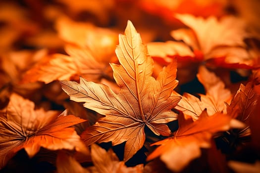 Background group autumn orange leaves. AI generated