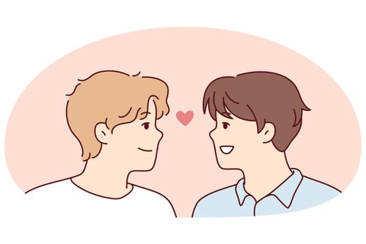 Happy gay couple showing love