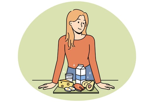 Smiling woman with healthy organic products