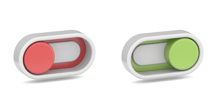 On off switch button 3D rendering illustration isolated on white background