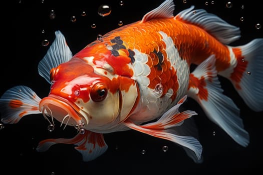 Koi fish isolated on black background with clipping path