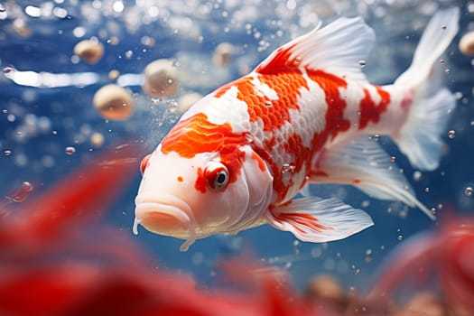 Colorful butterfly koi fish on clear water