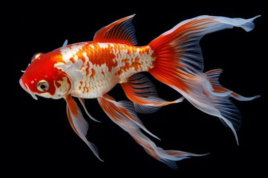 Beautiful butterfly Koi fish on dark background.