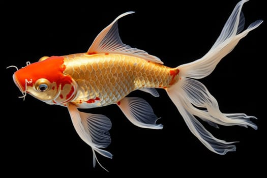 Beautiful butterfly Koi fish on dark background.
