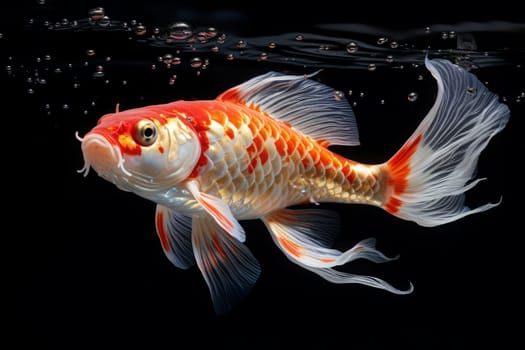 Beautiful butterfly Koi fish on dark background.