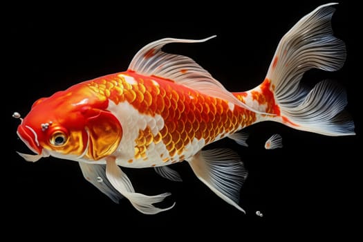 Beautiful butterfly Koi fish on dark background.