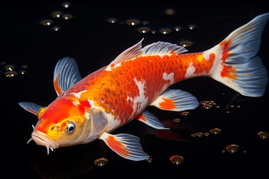 Beautiful butterfly Koi fish on dark background.