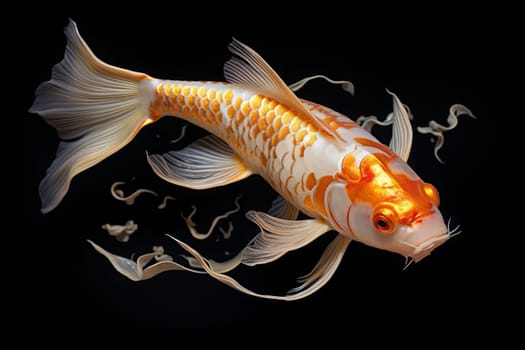 Beautiful butterfly Koi fish on dark background.