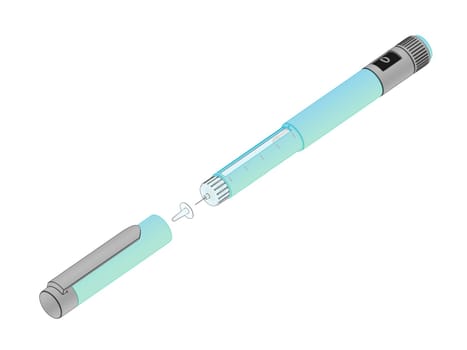 Sketch of insulin pen isolated on white background