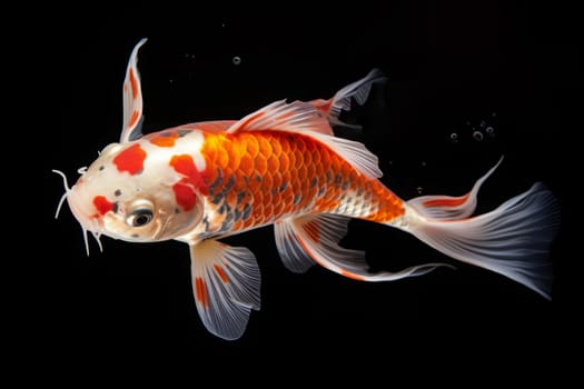 Beautiful butterfly Koi fish on dark background.