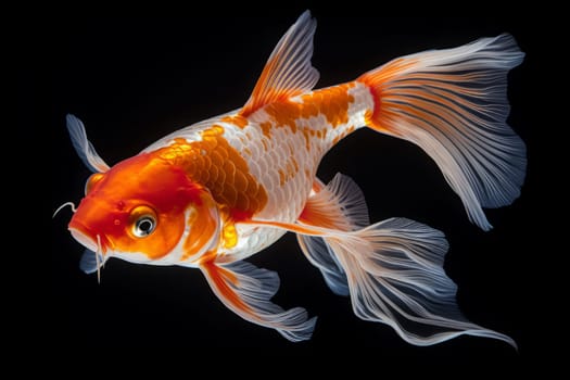 Beautiful butterfly Koi fish on dark background.