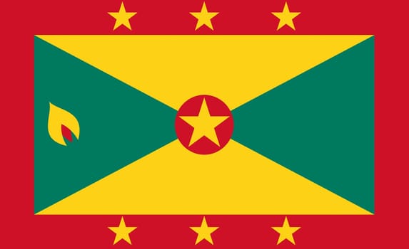 flag of Grenada. National red yellow and green Grenada flag. Grenada national flag. Island country