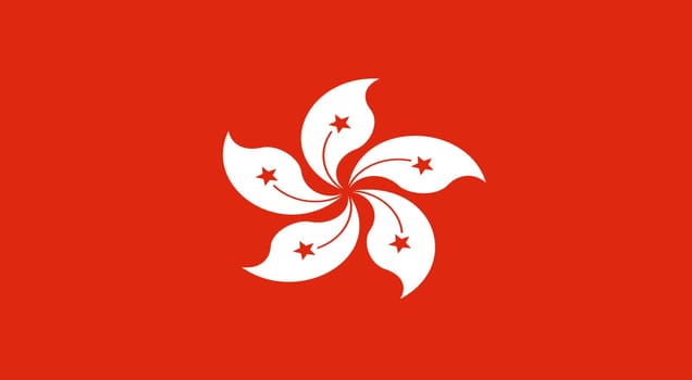 Flag of Hong Kong. Hong Kong national flag. Asian country. Hong Kong Special Administrative Region of the People Republic of China