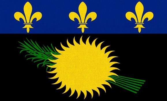 flag of Guadeloupe. flag of island country on fabric surface. Island country in Atlantic ocean. Fabric texture. Illustration of national symbol of Guadeloupe
