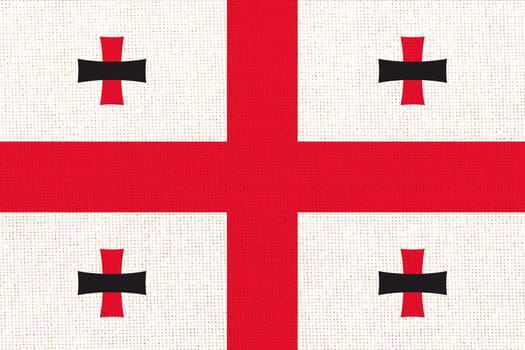 Flag of Georgia. Georgian state symbol. flag on fabric surface. Fabric Texture. Georgian state symbol state symbol. Caucasian country
