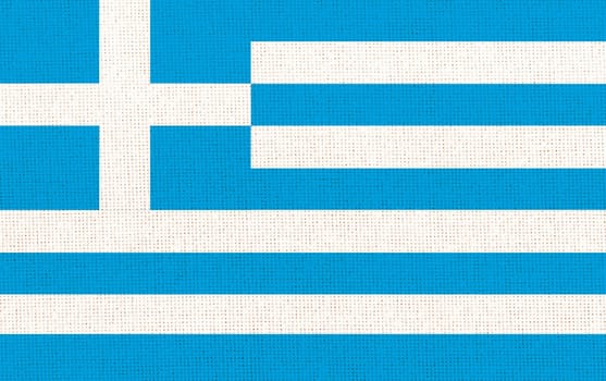 Flag of Greece. Greek state symbol. flag on fabric surface. Fabric Texture. Greek state symbol state symbol. Republic of Greece. European country