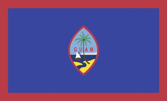 Flag of Guam. Official symbol of organized, unincorporated territory of the United States. 3D illustration. Official symbol of flag of Guam. Island country